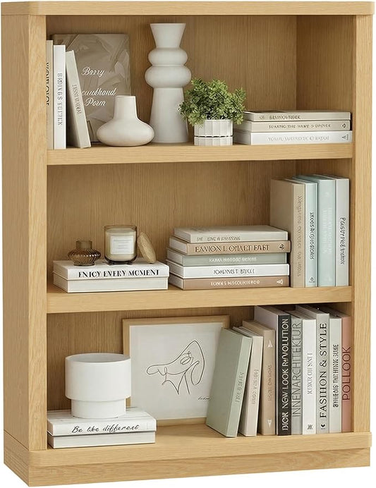 Rresyet 3 -Tier Bookcase, 42" Tall Book Shelf, 31” Wide Bookshelves, Wooden Bookcase Display Storage for Home Office, Living Room and Study Room (Wood)
