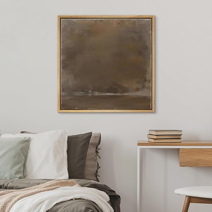 SIGNWIN Framed Canvas Print Wall Art Minimalist Earthy Abstract Brown Tones with a Rustic Aesthetic Illustrations Decorative Boho Relax/Zen Nordic for Living Room, Bedroom, Office - 24"x24" Natural