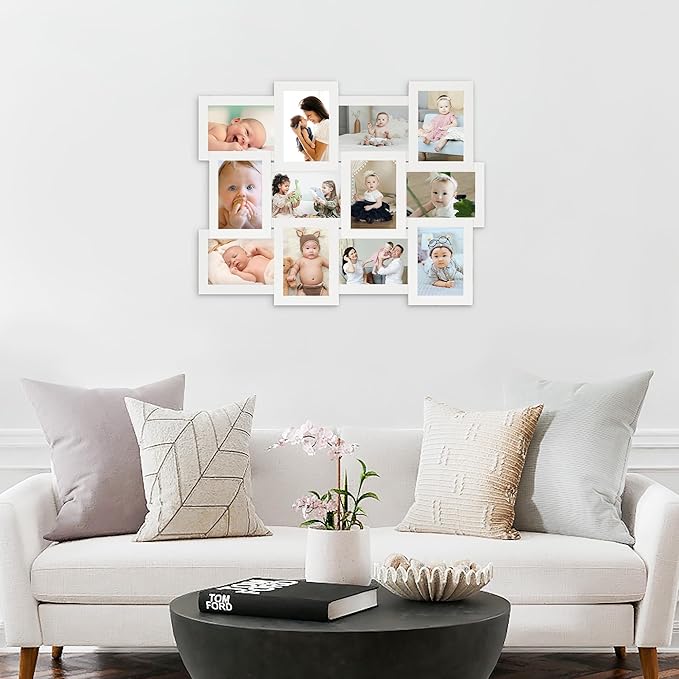 HELLO LAURA Collage Picture Frames - 12 Opening Photos Display Picture Frame Collage for Wall Hanging Photo Frame for Friends Family Gifts Home Living Room Wall Decor