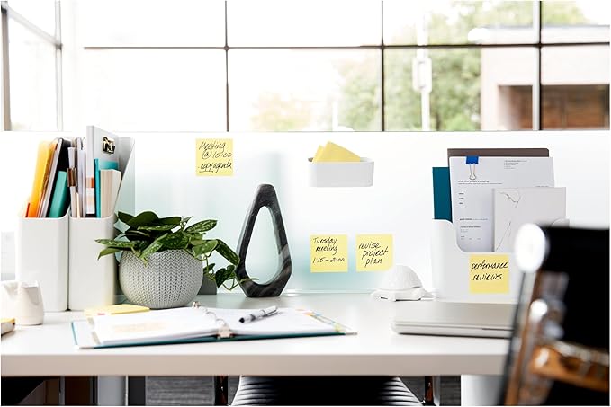 Post-it 100% Recycled Paper Super Sticky Notes, Canary Yellow, 3 in. x 3 in., 5 Sticky Note Pads, 70 Sheets per Pad, School Supplies and Office Products