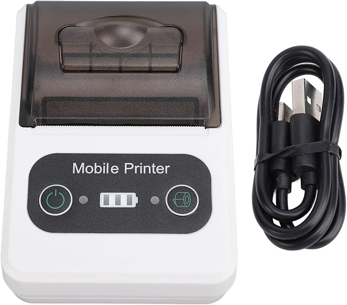 Bluetooth Thermal Receipt Printer, 58mm Thermal Shipping Label Printer, Portable Cordless Label Maker Machine for Office Retail Store Restaurant (Black White)