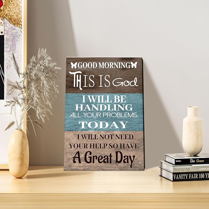 God Canvas Wall Art Good Morning This is God Religious Quotes Print Funny Christian Picture Poster Inspirational Quotes Poster Sign for Home Office Church Wall Decor Ready to Hang [12''Wx18''H]