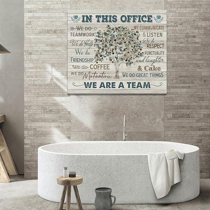 Yibuda In This Office Wall Art Motivational Quotes Pictures Wall Decor We Are A Team Canvas Painting Modern Room Office Decorations Artwork Framed Ready to Hang 24"x20"