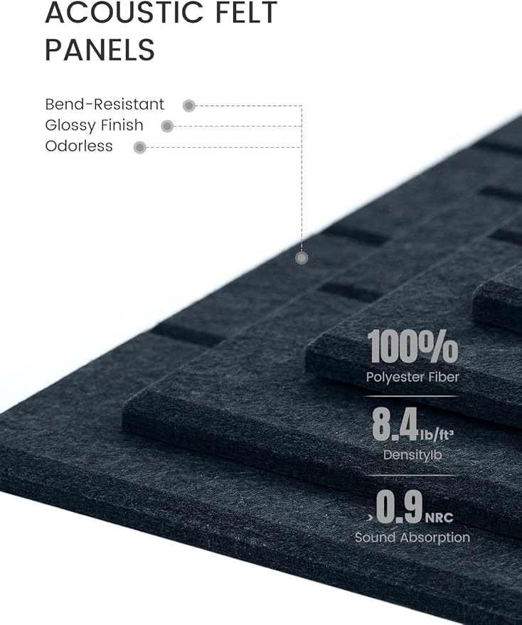 Bumusty Large Cork Board Alternative-48 x 36" Felt Bulletin Board Tiles, with 30 Pushpins, 70 Adhesive Tabs, 12-Pack Slat Wall Paneling, Cork Boards for Office Push Pin Board Felt Board-Navy Blue