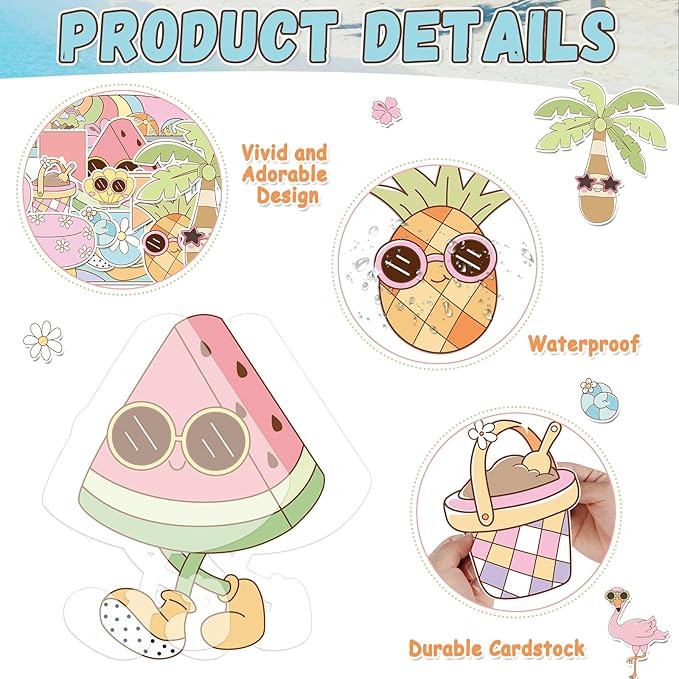Summer Beach Bulletin Board Set Cruising in to Summer Cutouts Groovy Beach Classroom Decoration Hawaii Tropical Bulletin Board Surfboard Coconut Tree Cutout for School Wall Decor