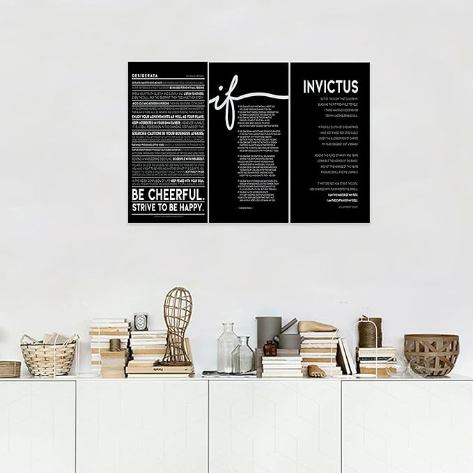 3 Piece Inspirational Wall Art, Black Background Sayings Picture, Quotes Motivational Canvas Prints for Office Decor, Triptych Entrepreneur Painting Framed Artwork for Home Wall Decor (36"Wx24" H)