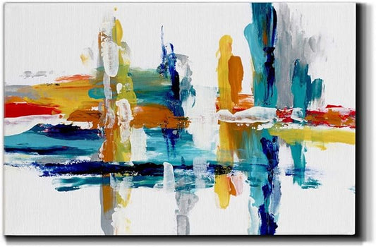 WEXFORD HOME Landscape Wall Art Premium Gallery Wrapped Canvas Abstract Ocean Forest Modern Artwork Decoration for Living Room Kitchen Bathroom Office, Ready to Hang, Captive Color III