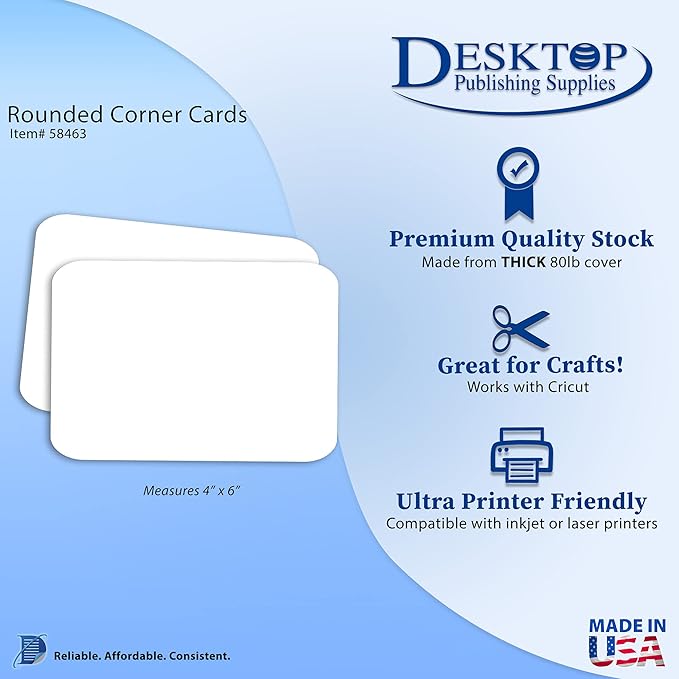 Blank White 4" x 6" Cardstock with Rounded Corners (150 Cards)