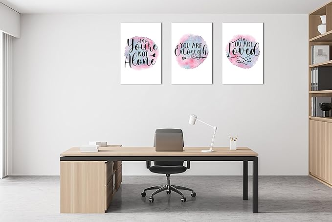 3 Piece Mental Health Canvas Wall Art, Anxiety Therapy Motivational Poster Canvas Print Pictures for Wall, Psychologist Counselor Inspirational Posters Framed Artwork for Classroom 16"x24" x 3 Pcs