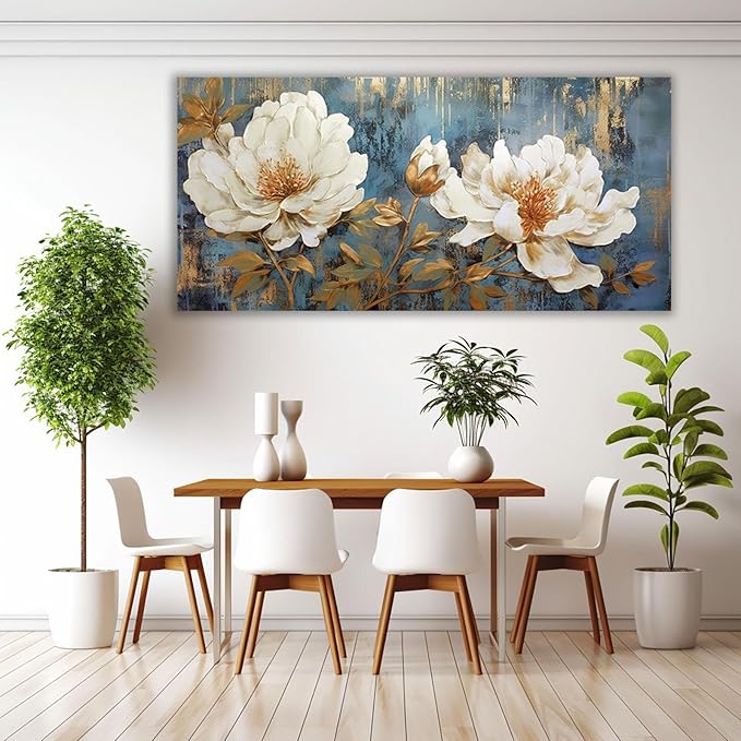 VOCBAN Office Pictures Wall Decor White Canvas Wall Art Painting Farmhouse Wall Decor Print Wall Art Country Pictures Painting for Living Room Bedroom Decor-60x120cm(24x45in) Framed