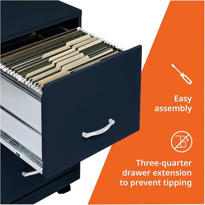 Lorell LYS SOHO File/File Mobile File Cabinet, Navy