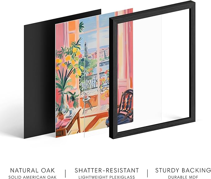 HAUS AND HUES Floral Art Wall Decor - Wildflowers Wall Art for Living Room, Floral Artwork for Bedroom Walls, Flower Painting for College Girls Dorm Room (Balcony, Black Frame, 24x36)