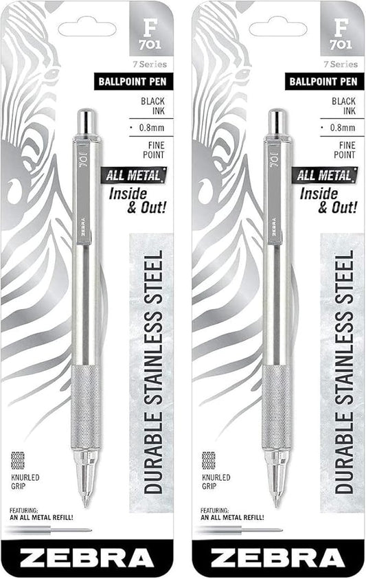 Zebra Pen F-701 Fine Point Ballpoint Retractable Pen, Black (Pack of 2)