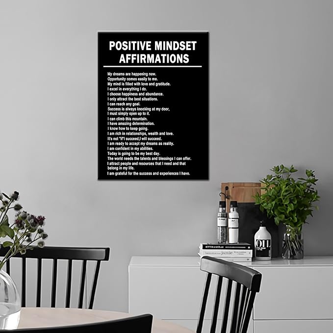 PSYYSP Motivational Office Wall Art Positive Mindset Affirmations Inspirational Painting Poster Entrepreneur Quotes Picture Print for Home Bedroom Office Wall Decoration Ready to Hang [18''Wx24''H]