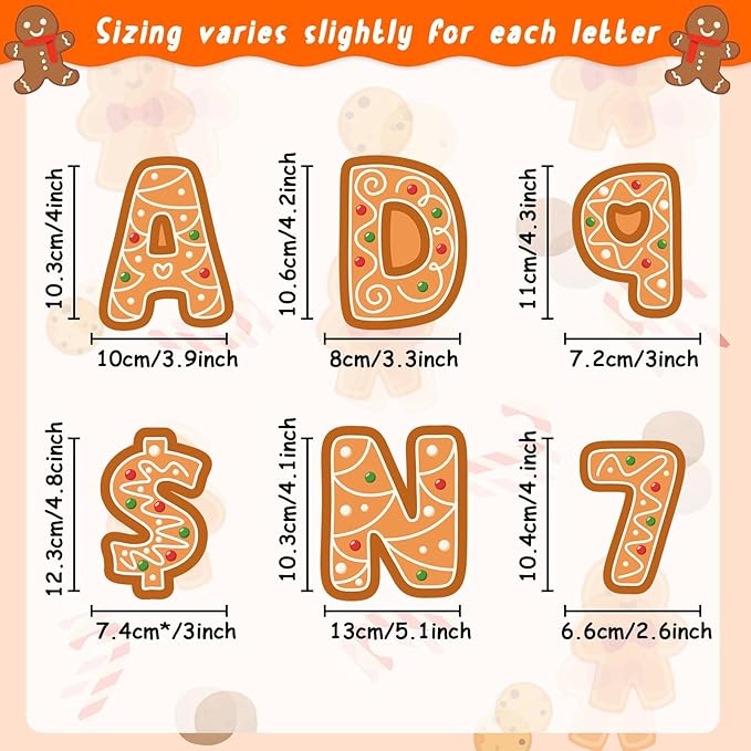 260 PCS Bulletin Board Letters for Classroom 4” Letters Combo Pack Set Christmas Gingerbread Classroom Decorations Alphabet Numbers Symbols Letters for Bulletin Board Cutouts Card for Classroom Decor