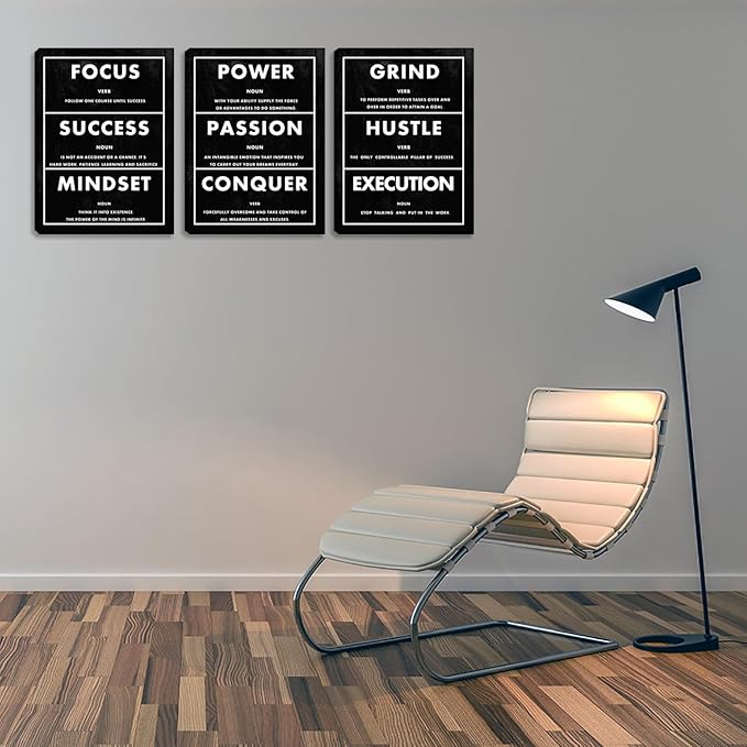 Motivational Wall Decor Inspirational Black Office Art for Living Room Bedroom - Framed Canvas Paintings Posters (36"Wx16"H)
