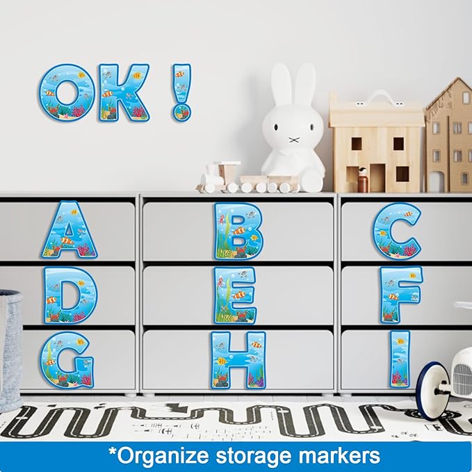 150 PCS Large 7" Bulletin Board Letters Set, Under the Sea Themed Party Classroom Alphabet Cutouts Letters for Bulletin Board Display Home School, A Great Helper to Inspire Students' Learning Interest