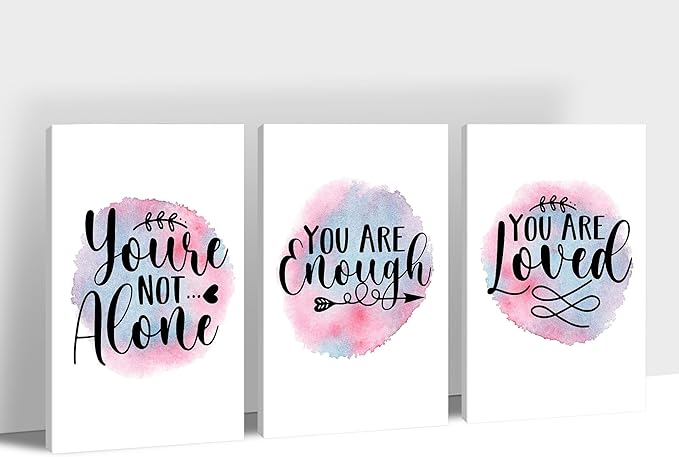 3 Piece Mental Health Canvas Wall Art, Anxiety Therapy Motivational Poster Canvas Print Pictures for Wall, Psychologist Counselor Inspirational Posters Framed Artwork for Classroom 24"x36" x 3 Pcs