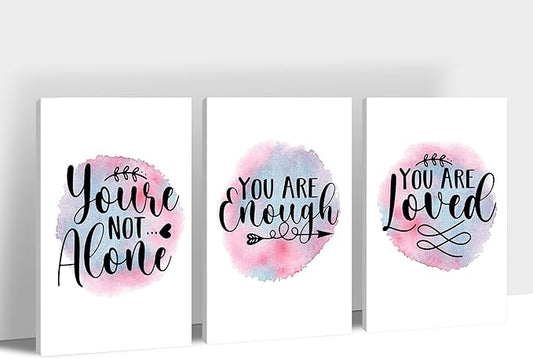 3 Piece Mental Health Canvas Wall Art, Anxiety Therapy Motivational Poster Canvas Print Pictures for Wall, Psychologist Counselor Inspirational Posters Framed Artwork for Classroom 24"x36" x 3 Pcs