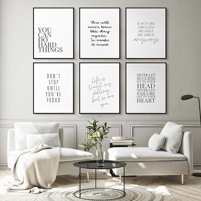 Office Inspirational Wall Art Decor Motivational Quotes Canvas Wall Art Positive Classroom Posters Pictures Office Inspirational Work Artwork for Women Home Bedroom 8x10 Inch Unframed Set of 6