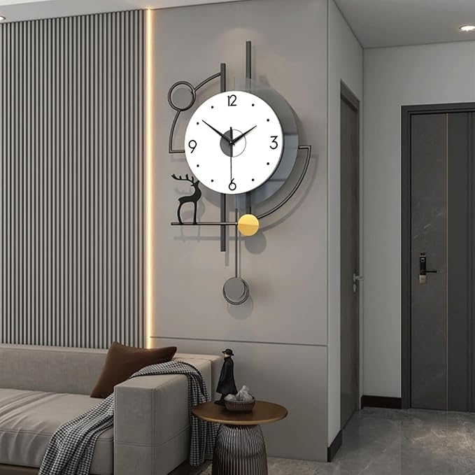 Wall Clock Modern,Large Metal Wall Clock, Non Ticking Quartz Clock for Living Room Bedroom Office Kitchen for Home Décor Clock (One Color 42 * 75cm)