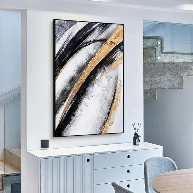 Framed Wall Art Canvas Painting Artwork for Office Wall Decor Home Decoration Painting Abstract Wall Decor 100x163cm/(39x64inch) with-Black-Frame