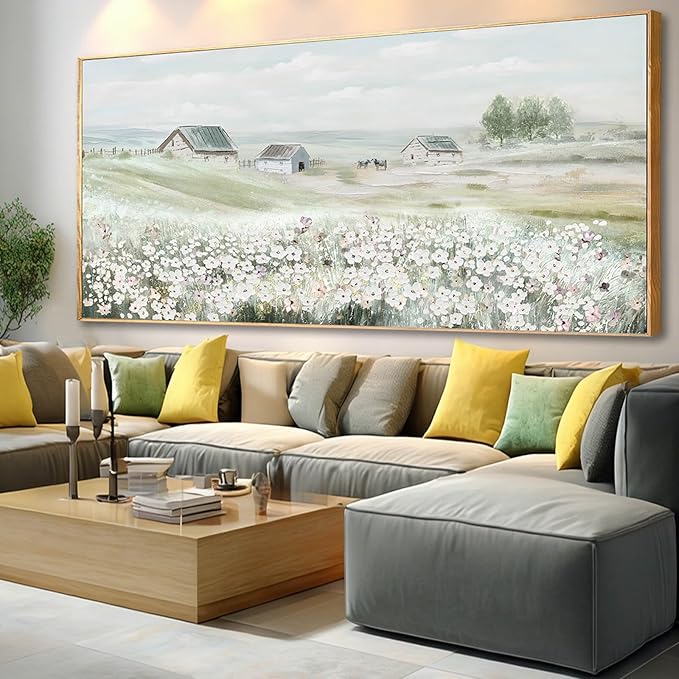 VAYIMDH Green Wall Art Landscape Decorative Pictures Animal Canvas Artwork 40"x86" Wall Decorations for Bedroom Large Poster for Living Room