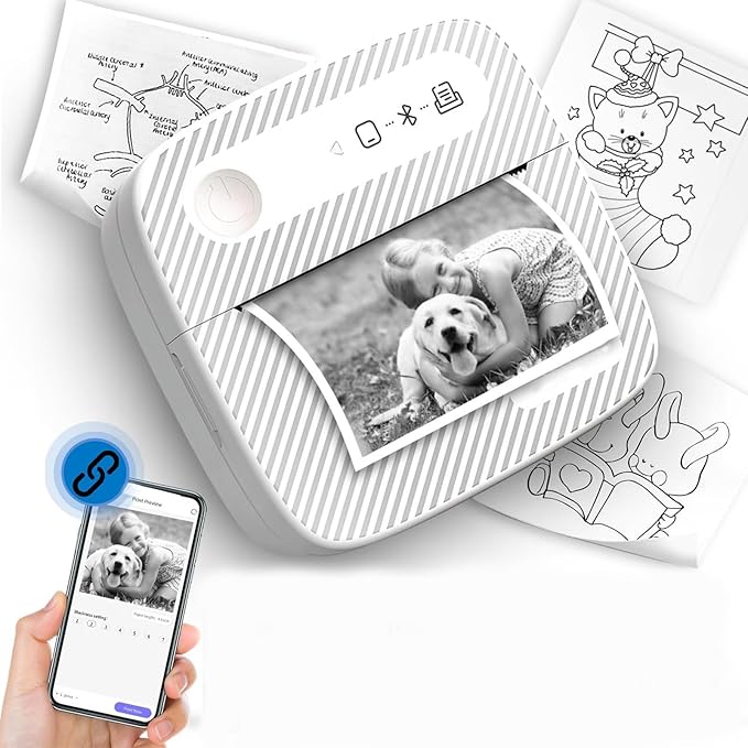 200DPI Mini Thermal Printer Pocket Portable Photo Printer Small Label Maker Printers Blue//Tooth Wire//Less Print Photos for Android iOS Bill Ticket Printing Pos Machine Home Office Supplies