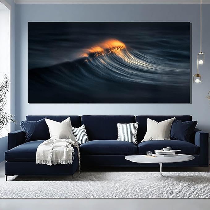 ZENPEE Black Hallway Decor and Gold Canvas Wall Art, Large Abstract Modern Wall Decor Posters for Bedroom or Living Room, 29" x 58
