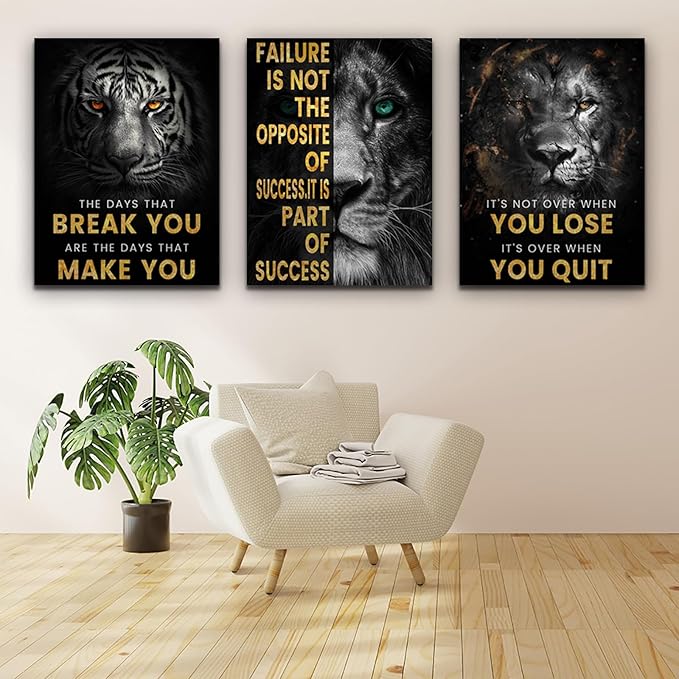 Inspirational Motivational Wall Art - Framed Posters & Canvas Wall Paintings for Living Room, Office, Bedroom - 48"W x 24"H