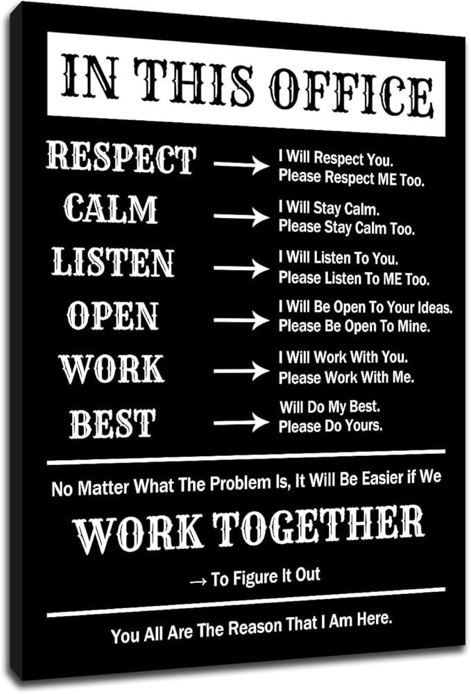 Motivational Poster Wall Decor In This Office Inspirational Quote Canvas Painting Prints Artwork Positive Affirmation Picture for Office Hallway Gym Workplace Stretched and Framed [18''Wx24''H]