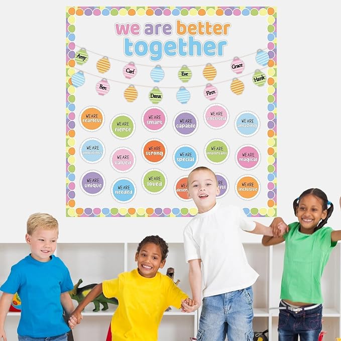 Pastel Affirmation Station Bulletin Board Set Motivational Together We are Better Bulletin Board Inspirational Positive Sayings Cutouts Classroom Decor for Back to School Decor Wall Door