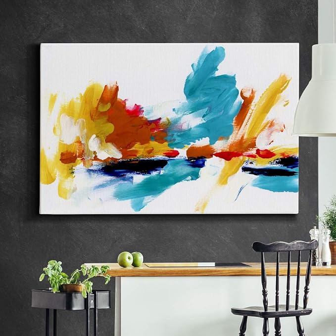 Landscape Wall Art Premium Gallery Wrapped Canvas Abstract Ocean Forest Modern Artwork Decoration for Living Room Kitchen Bathroom Office, Ready to Hang