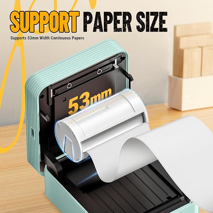 Nelko Sticker Printer, PM230 Print Pod Mini Bluetooth Portabel Sticker Maker with 1 Rolls Paper, Print Pods with Multiple Templates for Phone & Tablet, Smart AI APP Family, Green
