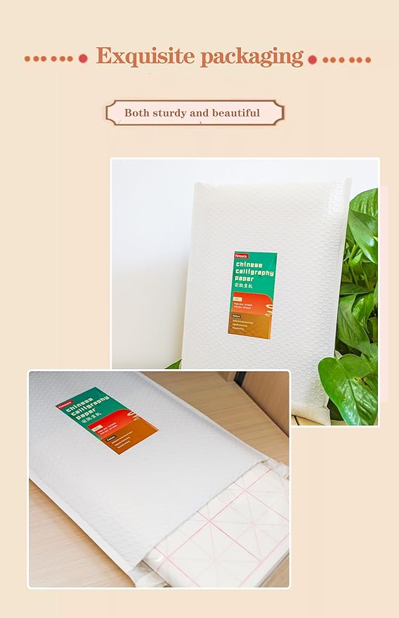 Chinese Calligraphy Practice Paper with Grid, 100 Sheets, White Rice Paper for Brush Writing, Xuan Paper (White, Grid-10cm)