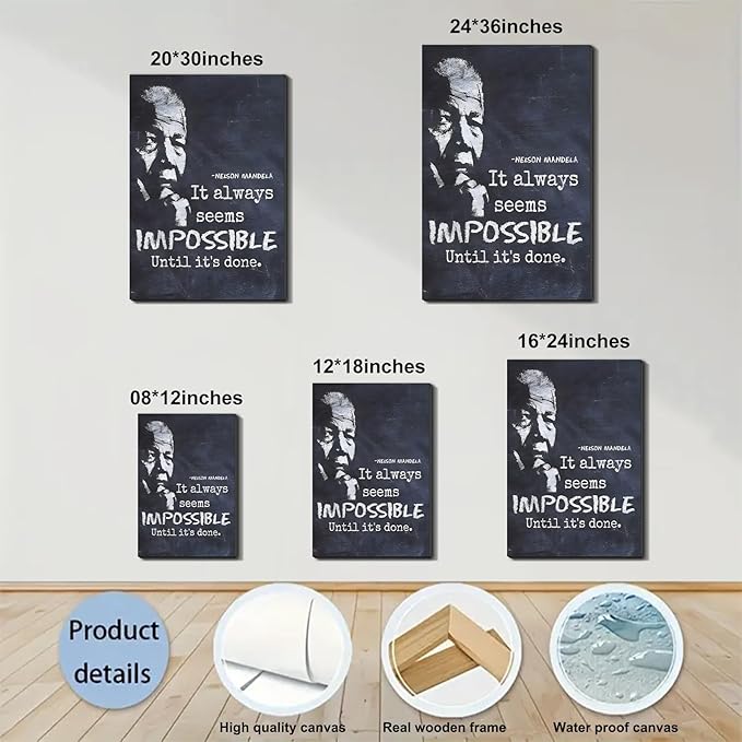 Gym Motivational Framed Canvas Wall Art Hustle Grind Prints Wall Decor for Fitness Studio Office Man Cave Bedroom Living Room Made in USA