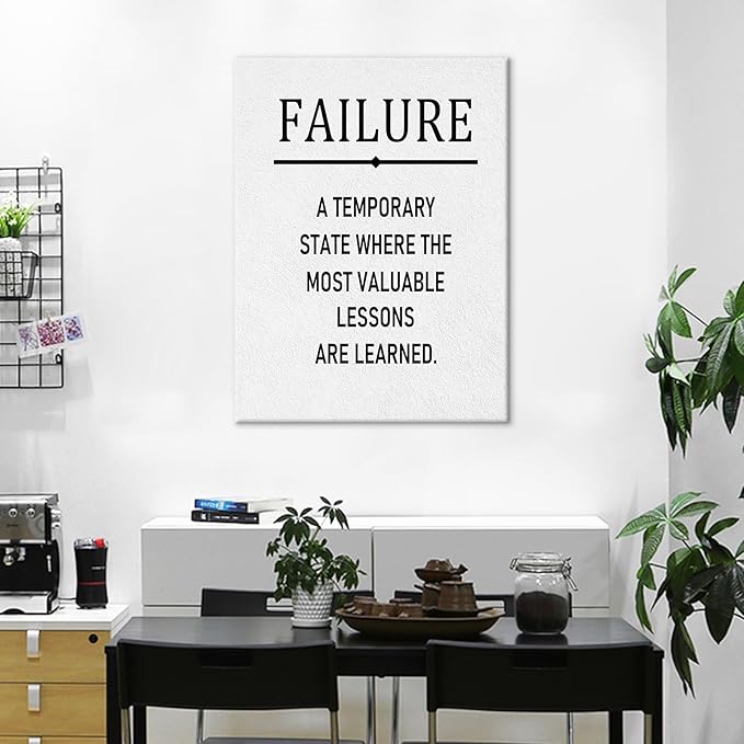 Motivational Canvas Poster Wall Art for Office Temporary Failure Inspirational Quotes Positive Picture Print Wall Decor Artwork for Modern Home Bedroom Workplace Stretched and Framed [18''Hx24''W]