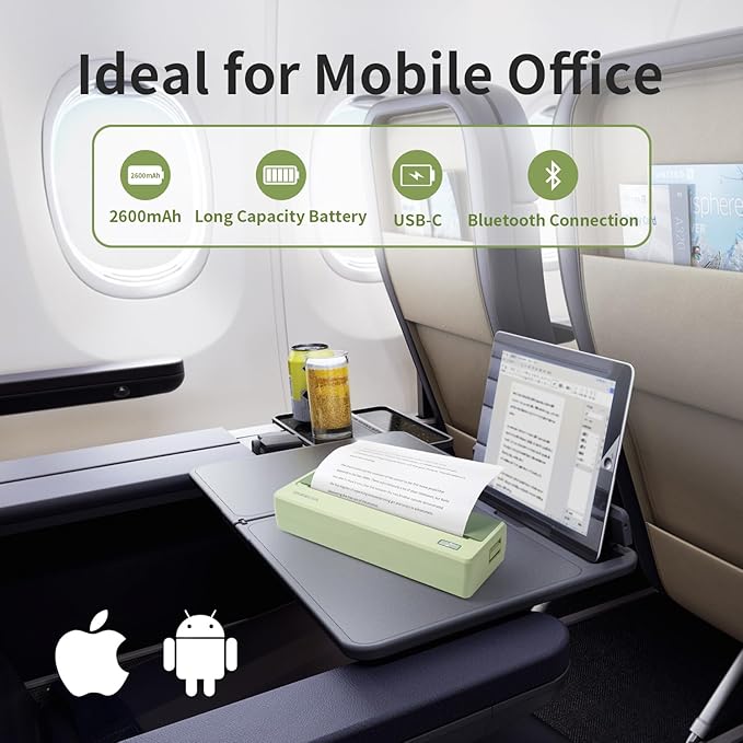 Rongta Portable Printers Wireless for Travel,Thermal Inkless Printer for School/Office/Home Use, Support 8.5x11 US Letter&A4 Thermal Paper, Compatible with Android,iOS & Laptop (Green)