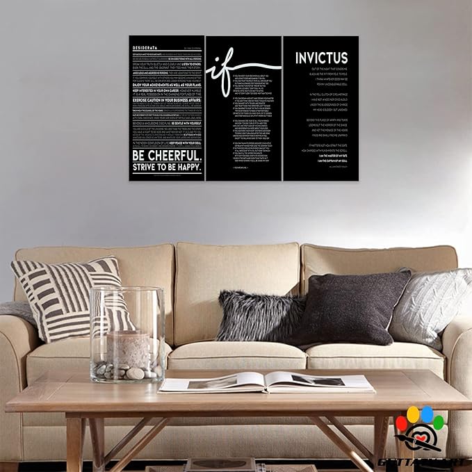 Office Wall Art by Three Panel Motivational Art, Inspirational Quote Canvas Prints, Positive Quote Words for Home Office, Entrepreneur Framed Posters 20”x30”x3Pcs