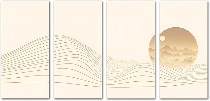 72 x 36 TOTAL - Landsape of lines Wall Art Canvas Geometric Print modern minimalis, office art - 4 Panel Split