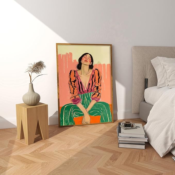 Woman Poster for Room Aesthetic Vintage Woman Wall Art Feminist Posters Women Portrait Painting Confident Female Figure Painting Eclectic Gallery Decor for Bedroom Living Room Dorm 16x24 Inch UnFramed
