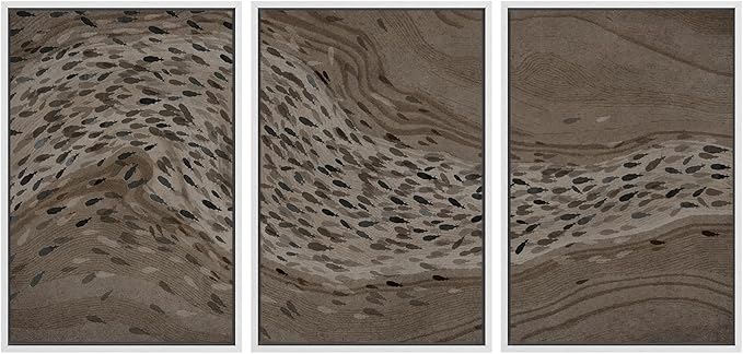 SIGNWIN Framed Canvas Print Wall Art Set Bison Migration African Animal Migration in Brown and Black Illustrations Modern Art Decorative Abstract for Living Room, Bedroom, Office - 16"x24"x3 White