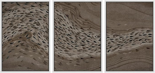SIGNWIN Framed Canvas Print Wall Art Set Bison Migration African Animal Migration in Brown and Black Illustrations Modern Art Decorative Abstract for Living Room, Bedroom, Office - 16"x24"x3 White