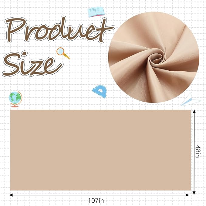 Bulletin Board Fabric 48 '' x 107 '' Class Fabric for Classroom Bulletin Board Decor, Pillows, Curtains, Crafts(Brown)