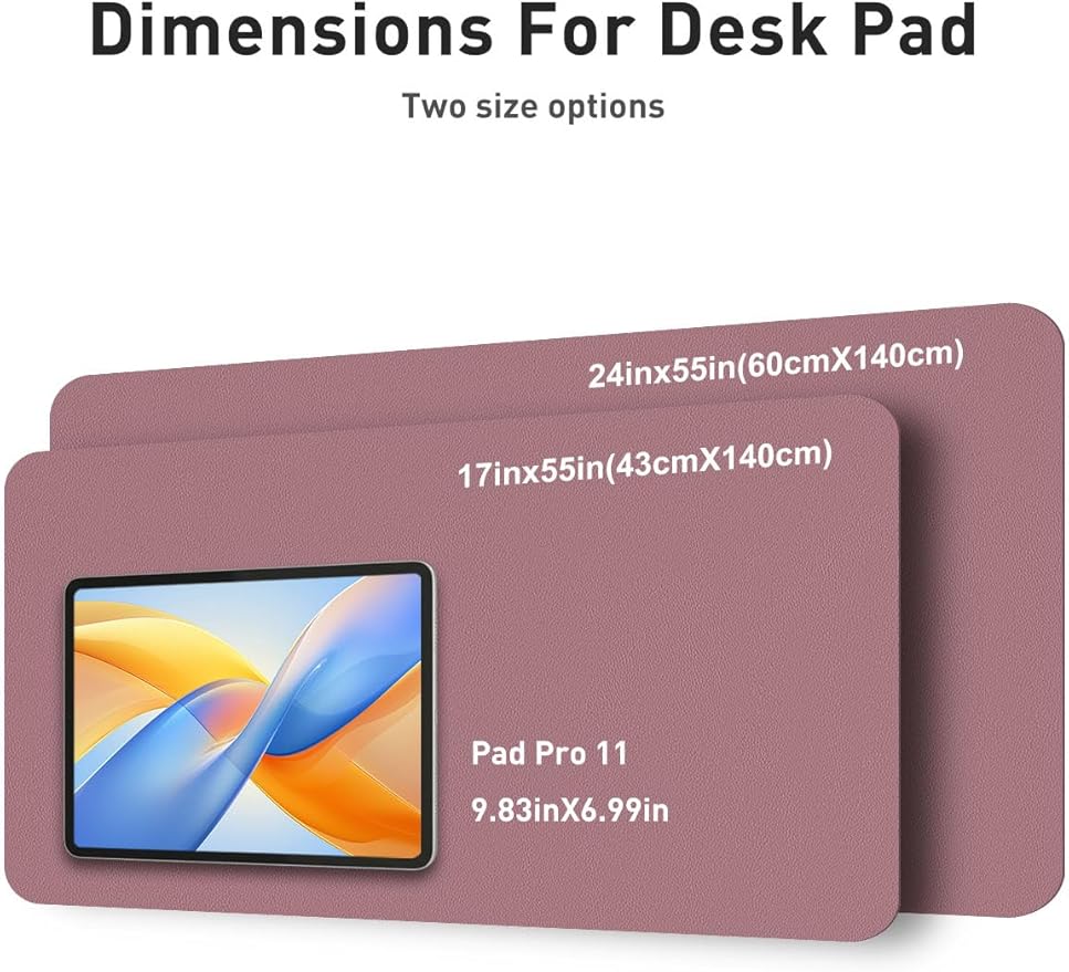 Aothia Faux Leather Desk Mat - Non-Slip PU Leather Desk Blotter, Waterproof Writing Surface, Large Desk Pad for Office & Home (Purple, 55" x 17")