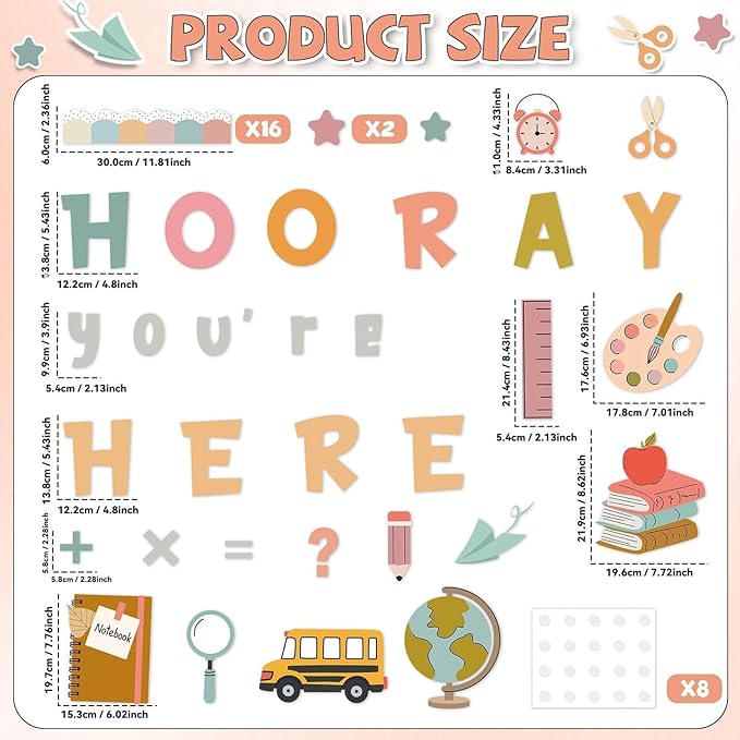 Groovy Bulletin Board Set Hippie Pastel Themed Classroom Welcome Bulletin Board Decoration Stationery Paper Cutout Classroom Decoration for Back to School Office Home Chalkboard Decor Wall Door