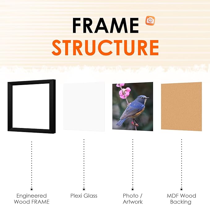 FIXSMITH 5x5 Picture Frame Set of 2, 5x5 Photo Frames with HD Plexiglass for Wall Hanging or Tabletop Display, Black