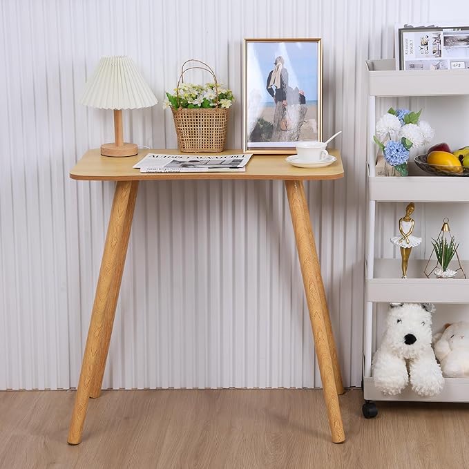 Computer Desk,70cm Small Office Desk,Children Study Writing Table with Solid Legs,Ergonomic Design Wooden Gaming Desk,Corner Square Student Learning Desk Work Desk for Home Office (Wooden A)