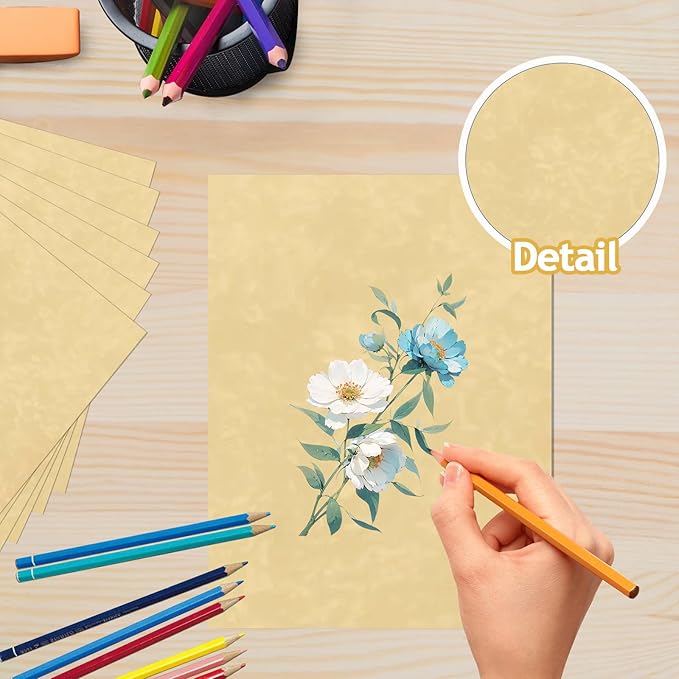 90PCS Vintage Paper 8.5 x 11 in Parchment paper for Writing Letter writing Paper, Decorative Printer Paper for Invitation, Letter, Resume, Award, Diploma, Art, Craft, Certificate Antique (Beige)