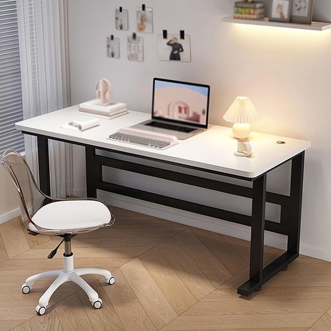 Computer Desk, Office Desk with Metal Frame, Sturdy Writing Desk for Small Spaces, Computer Workstation, for Study Writing,Gaming and Home Office(White 1,80x60cm/31.5x23.6in)